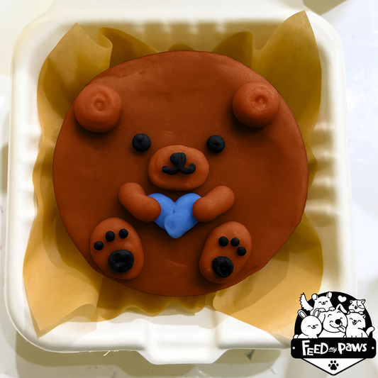 Cute Brown Bear Mini Bento Birthday Cake for Cats