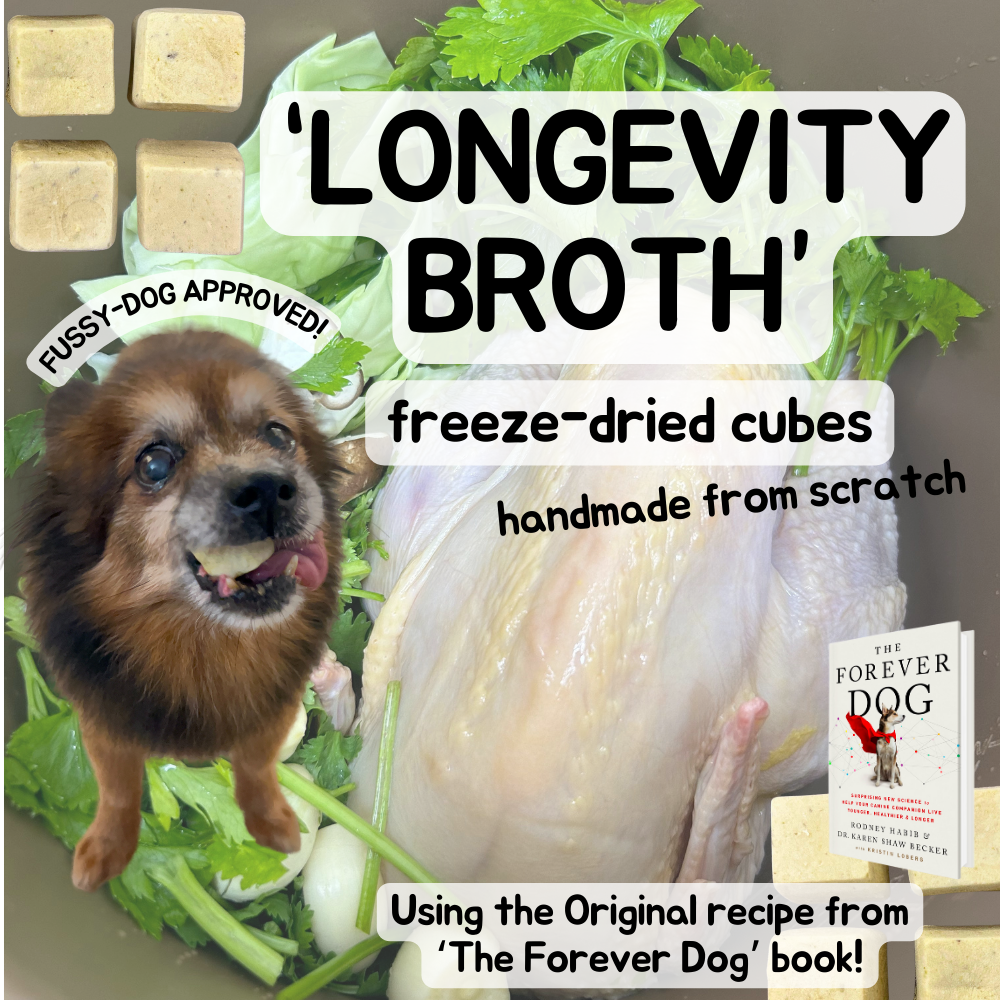 LONGEVITY BROTH Freeze-dried cubes (for DOGS) now in PORK or CHICKEN!
