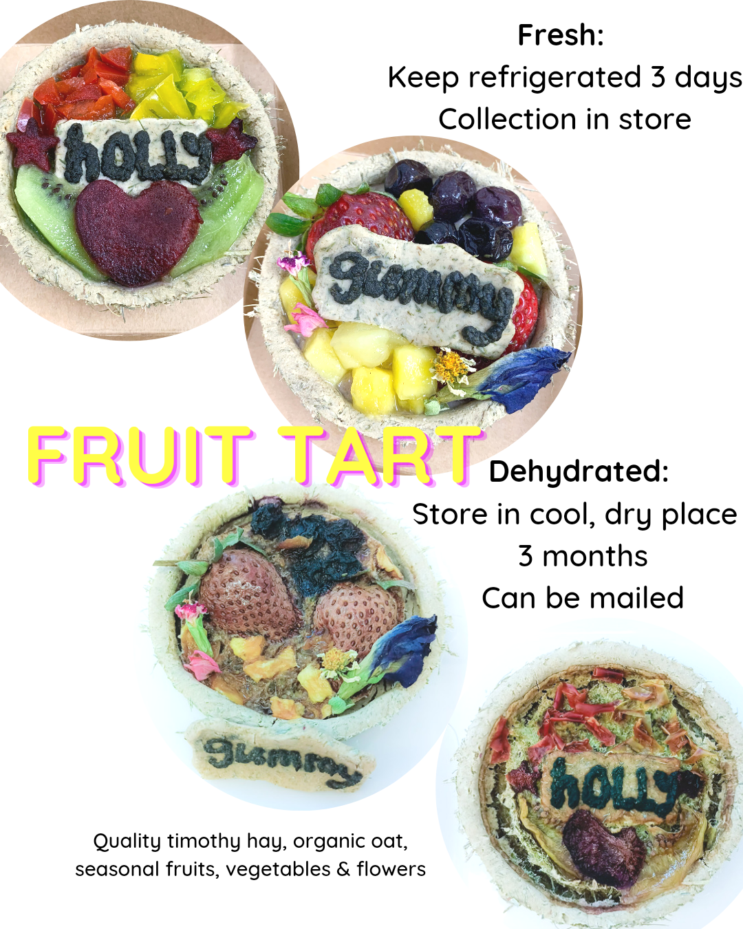 our fresh and dehydrated birthday cake fruit tart for hamsters rabbits and guinea pigs