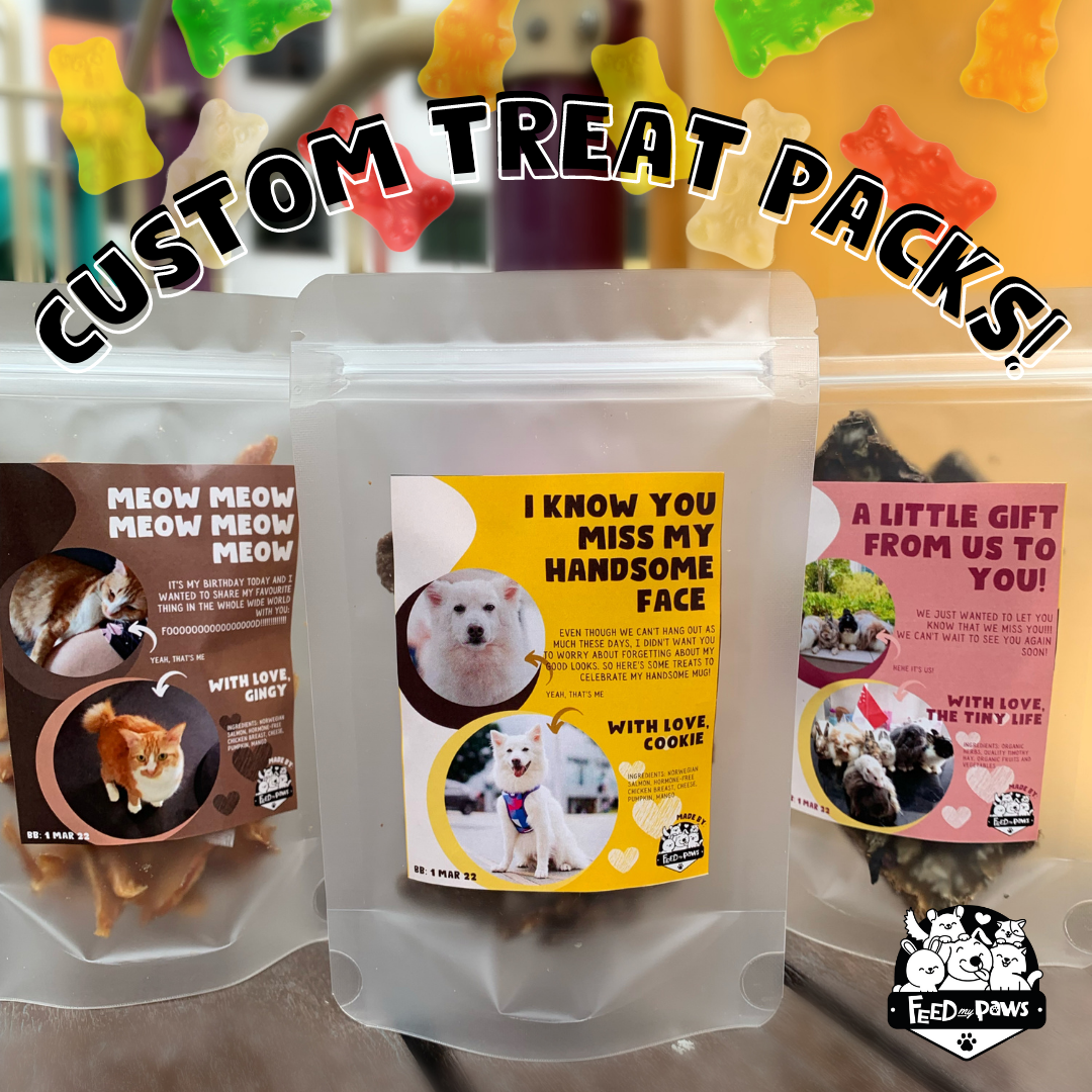 Custom Treat Packs (with your photos!) for Parties & Gifts (5 packs per set) - for DOGS & CATS