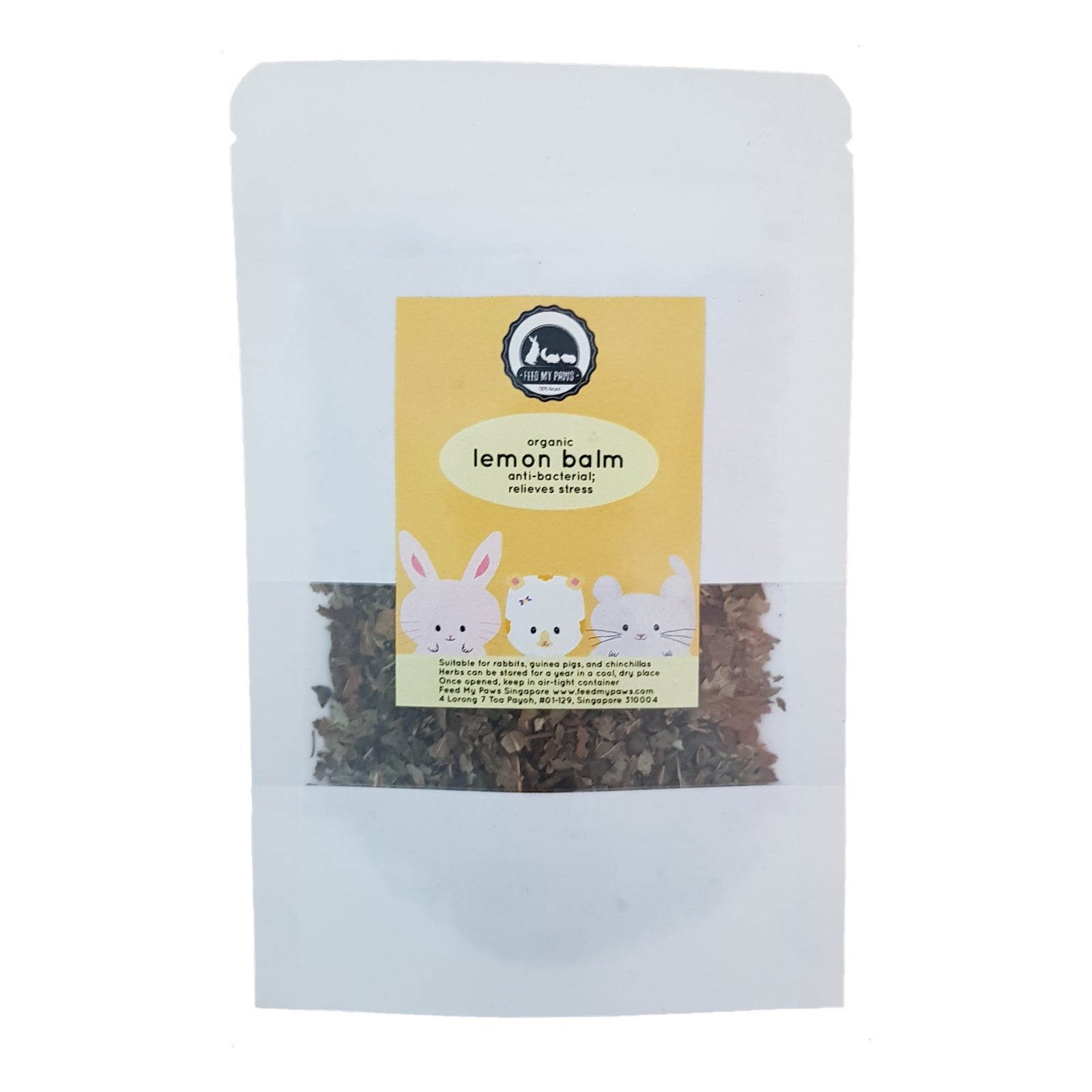 organic lemon balm herb supplement for hamsters rabbits guinea pigs and chinchillas in singapore