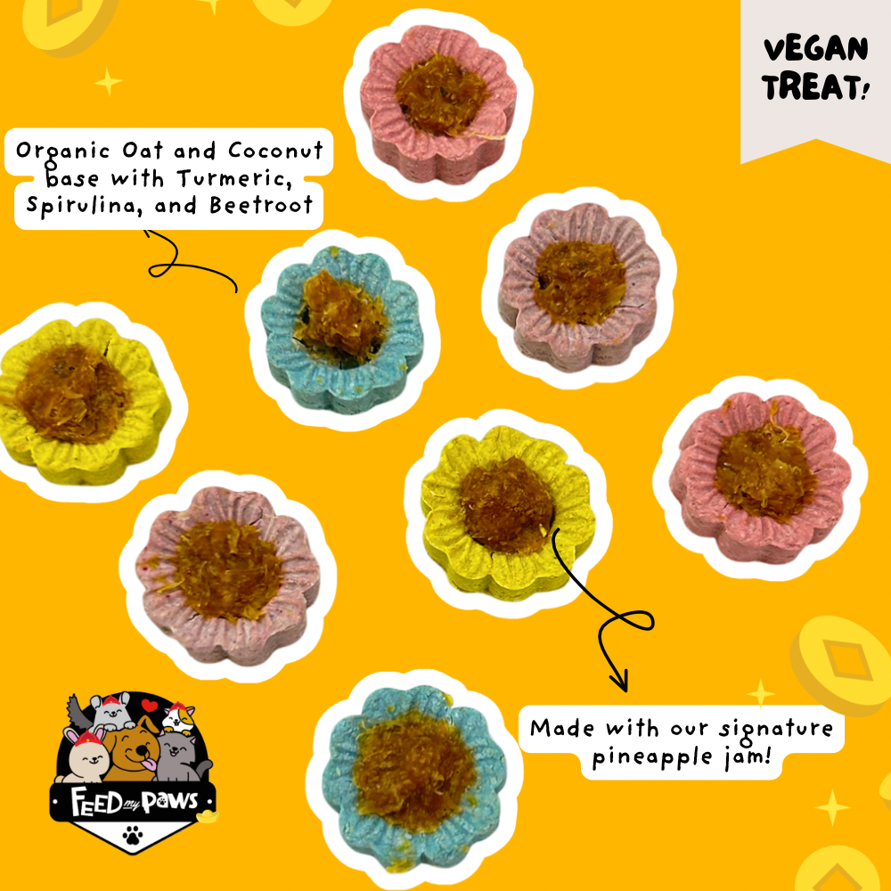 CNY 2026: Mini Pineapple Tarts for Furkids (a VEGAN treat for dogs, cats, rabbits, guinea pigs, and hamsters)!