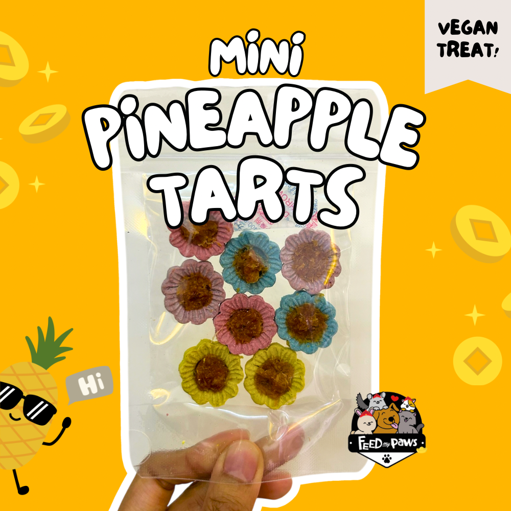 CNY 2026: Mini Pineapple Tarts for Furkids (a VEGAN treat for dogs, cats, rabbits, guinea pigs, and hamsters)!