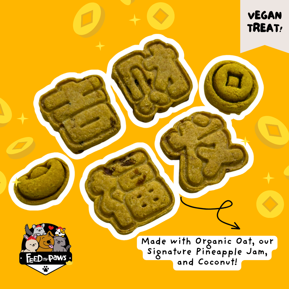 CNY 2026: Golden Huat Cookies! (a VEGAN treat for dogs, cats, rabbits, guinea pigs, and hamsters)