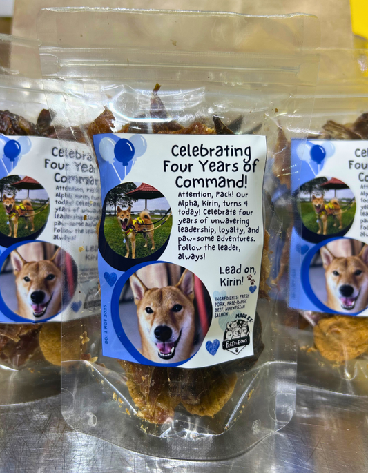 Custom Treat Packs (with your photos!) for Parties & Gifts (5 packs per set) - for DOGS & CATS