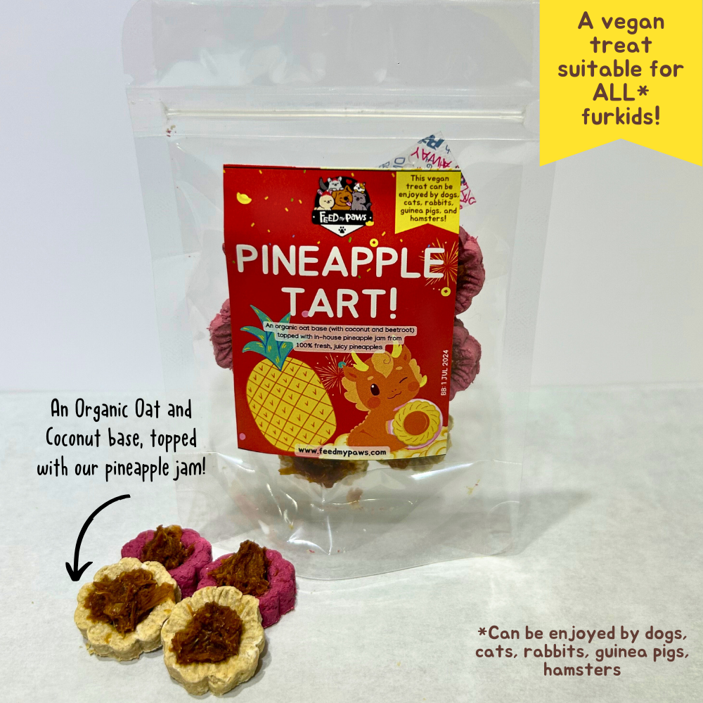 CNY 2024: Mini Pineapple Tarts for Furkids (a VEGAN treat for dogs, cats, rabbits, guinea pigs, and hamsters)!