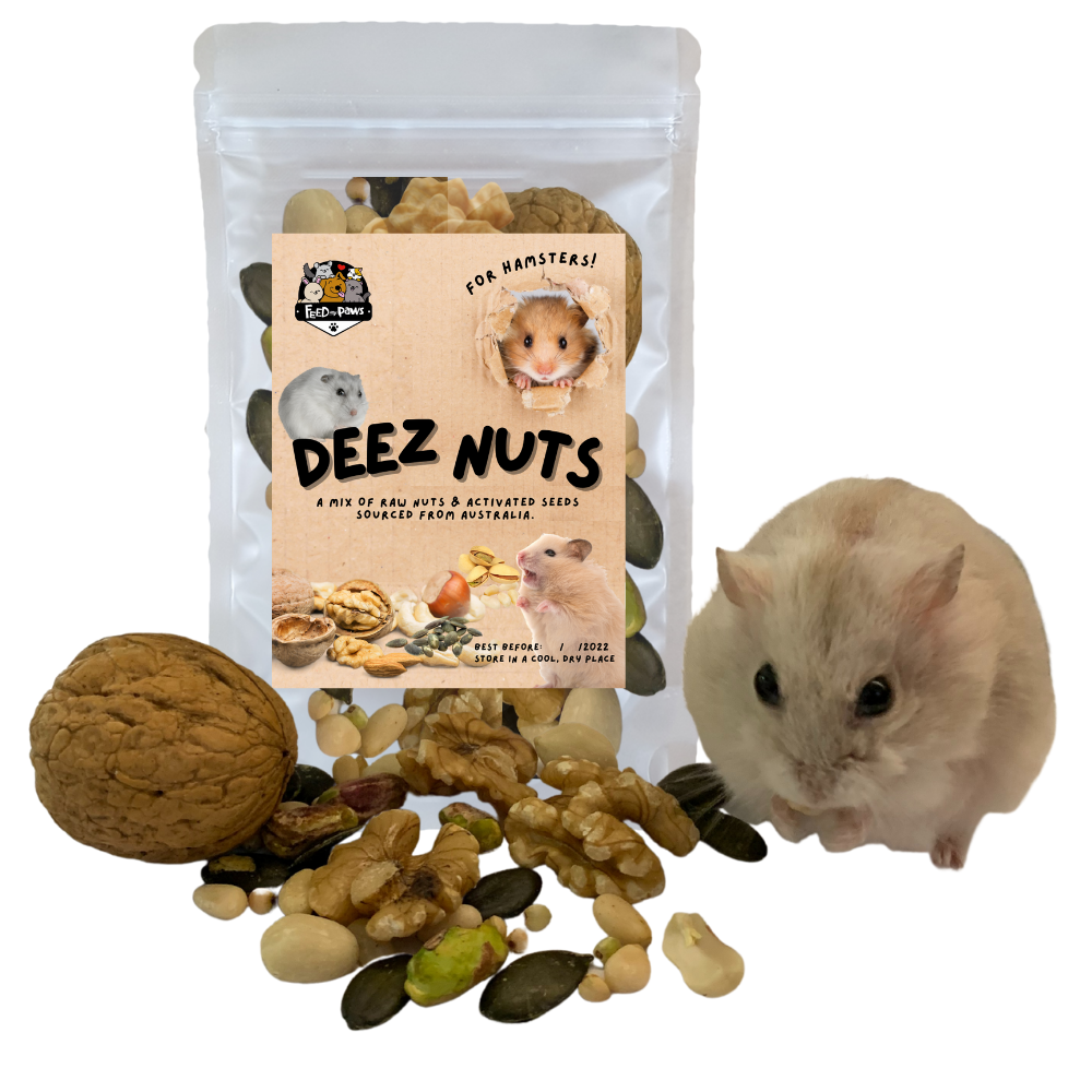 Deez Nuts (a cheeky pack of raw nuts and activated seeds for hamsters)