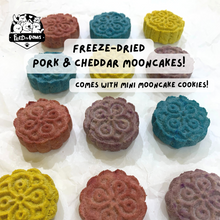 Load image into Gallery viewer, FREEZE-DRIED [COOKED] PORK &amp; CHEESE MOONCAKES (with MINI mooncake cookies!)
