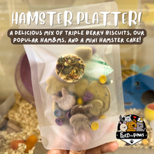 Load image into Gallery viewer, Hamster Platter: Tea Party at Home! (Limited edition special for hamsters that is a mix of treats plus a mini cake!)
